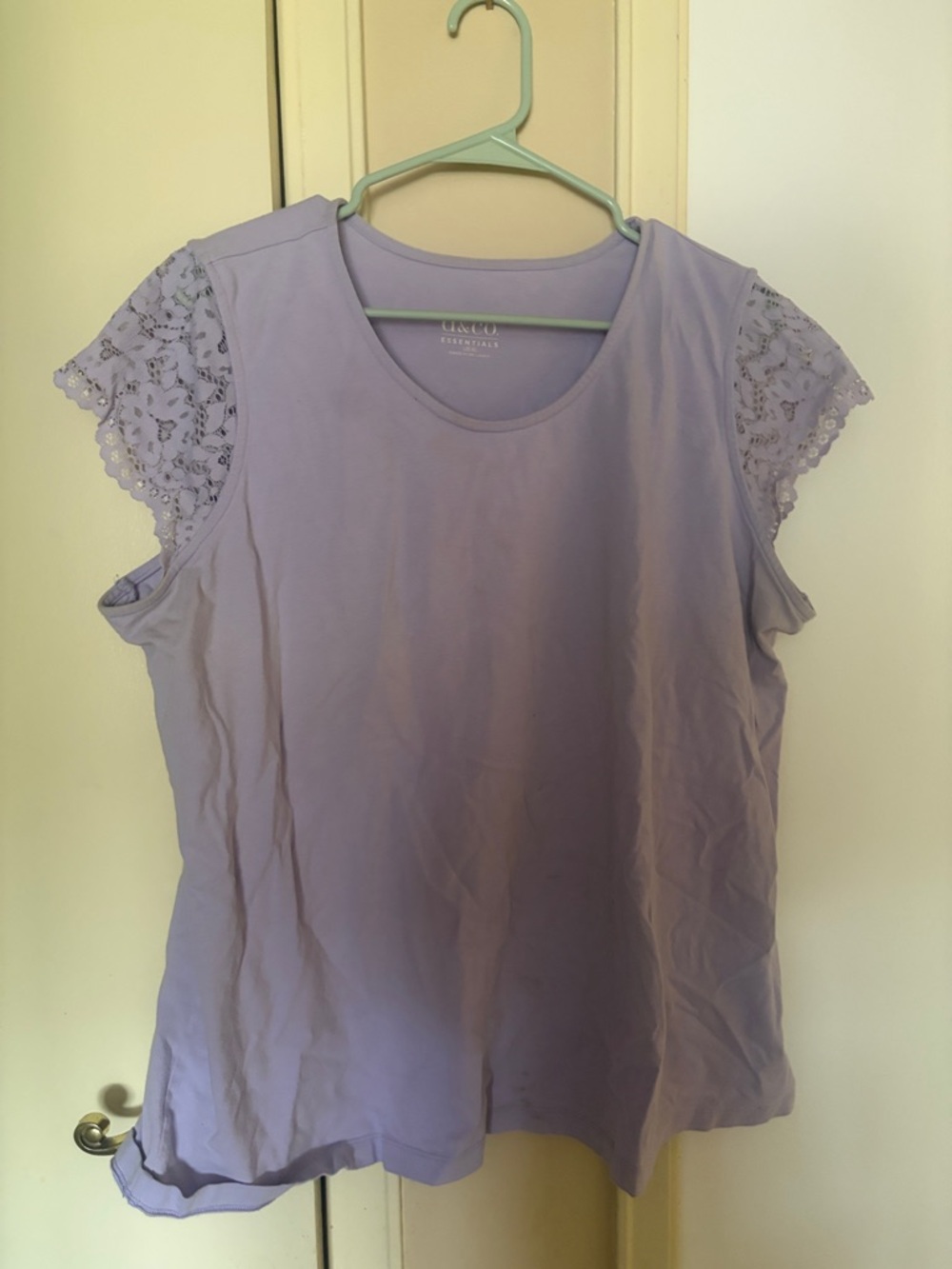 Essentials Lavender Lace Sleeve Short-Sleeve Tee